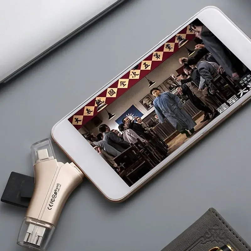 4 In 1 Multifunctional Memory Card Reader 2.0USB IF/SD Card Type-C Micro USB Ligting ซิมการ์ดผู้อ่าน OTG สําหรับ iOS Android