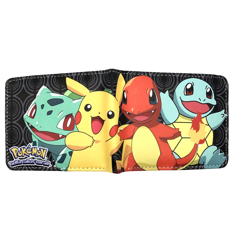 Cartera de dibujos animados MINISO Pikachu PU monedero corto de moda