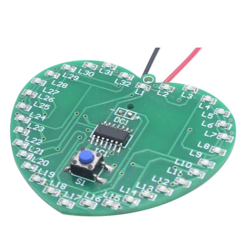 DIY Electronic Kit 32 LED Heart-shaped SMD Light-emitting Diode Microcontroller Flashing Light Kit Fun Electronic DIY Production
