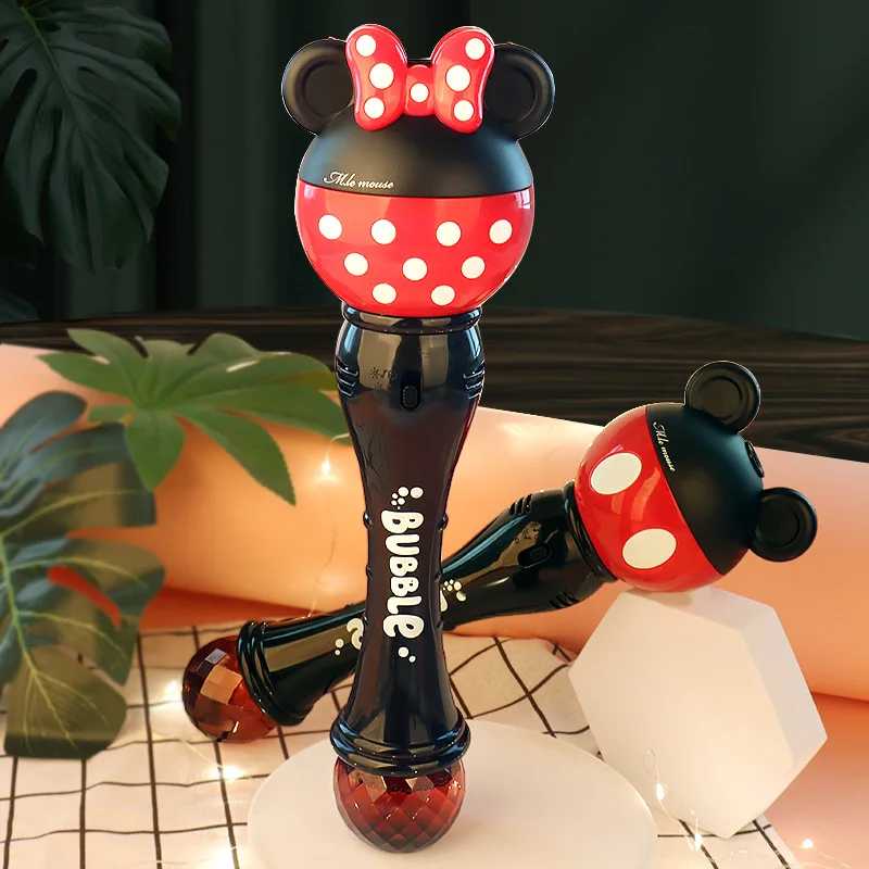 Mickey การ์ตูนใหม่ Bubble Machine เด็กชายและเด็กหญิง Magic Stick ของเล่นใหม่ Mickey Mouse Minnie ไฟฟ้าสบู่ Bubbles ของขวัญเด็ก