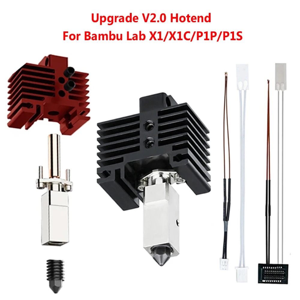 Обновление V2 Hotend Kit для Bambu Lab P1P X1 P1S X1C Термистор горячего конца Биметаллическое горло Bambulab Сопло из закаленной стали Печатающая головка