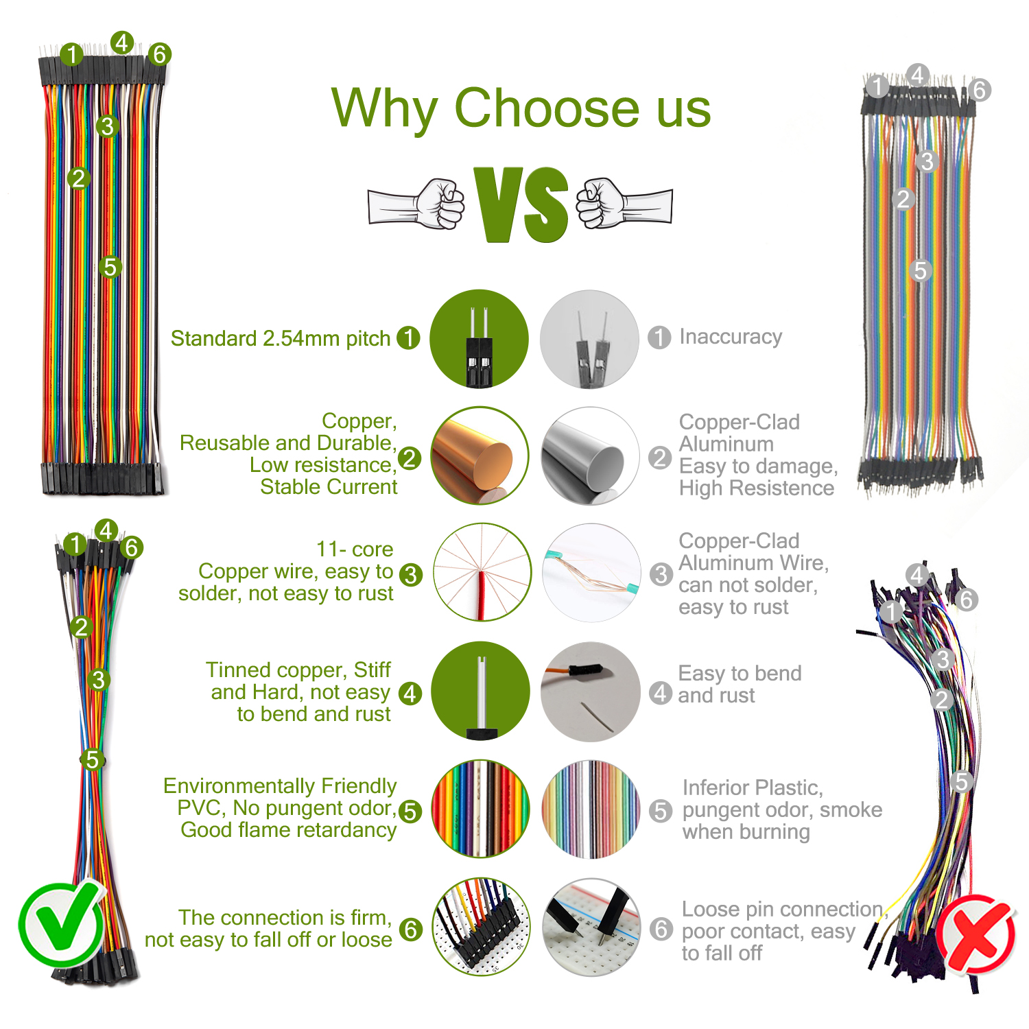 40-120 Uds 10cm 20cm 30cm Cable Dupont Kit de cables de puente macho hembra 24AWG conjunto de conectores de cinta larga de cobre para placa de pruebas DIY