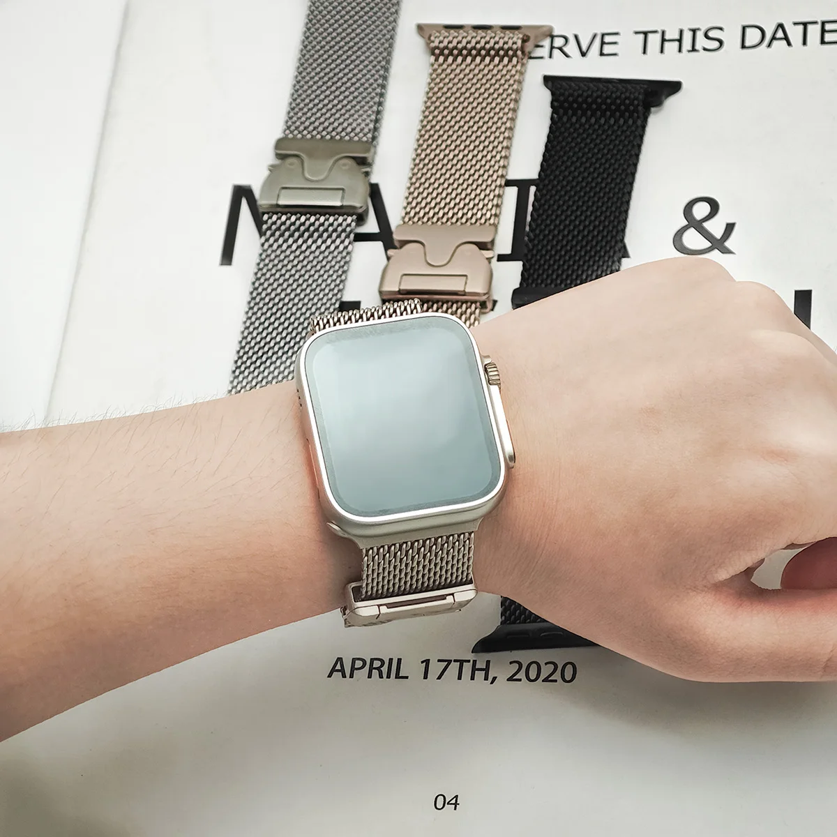 Milanese Loop สําหรับ Apple Watch10 Band Ultra2 49 มม.46 มม.45 มม.44 มม.42 มม.เข็มขัดสแตนเลสสําหรับ iWatch Series 10 9 8 7 6 5 4