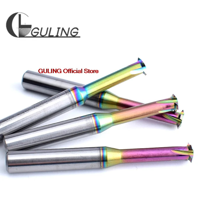 Máquina CNC GULING de carburo sólido, fresado de hilo de un solo diente M1 M1.6 M2 M3 M4 M5 M6 M8 M10 M12 M14, cortador de fresas