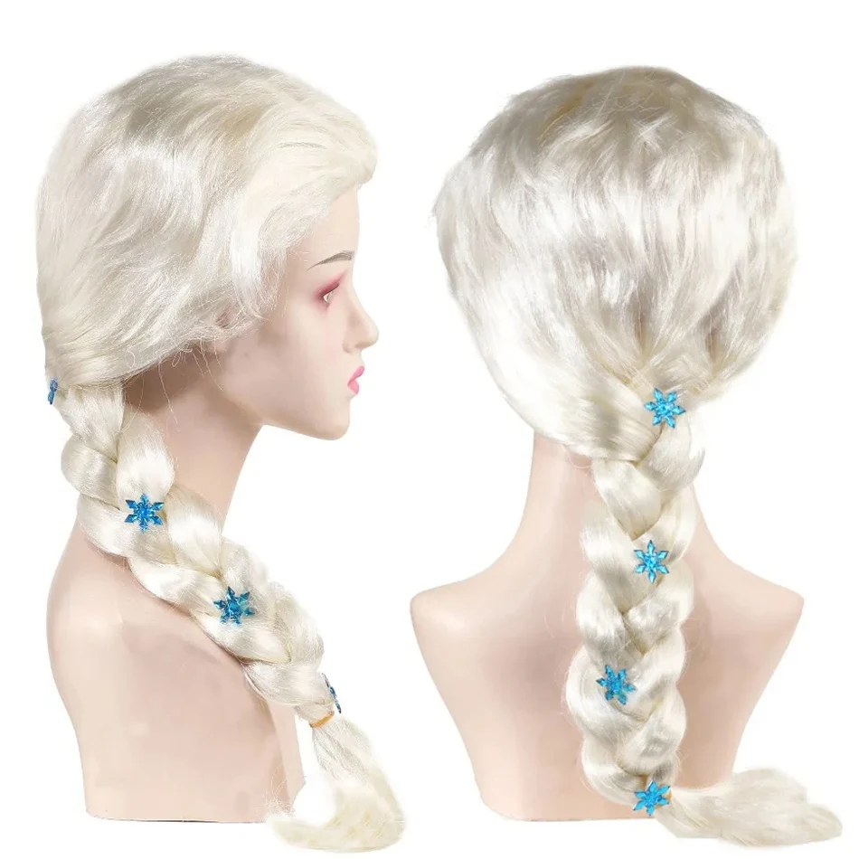 Prinzessin Mädchen Elsa Cosplay Perücke niedlichen Schnee königin verkleiden Briad Elsa Haar Cosplay Perücken Halloween Karneval Purim Maskerade Party