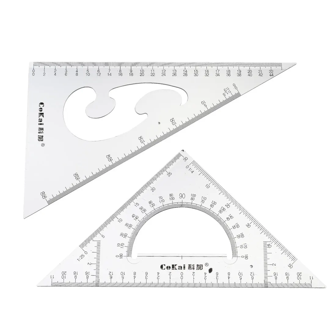 Triangle Ruler Square Set with Built-in Protractor 22cm 30/60 and 45/90 Degrees Measurement Rulers Student Stationery Supplies