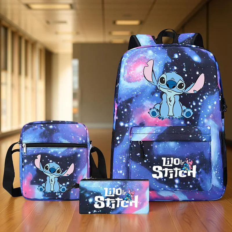 Conjunto de mochila duradera Stitch, mochila para estudiantes de gran capacidad con bolso de hombro y estuche para lápices, ideal para jóvenes, útiles escolares