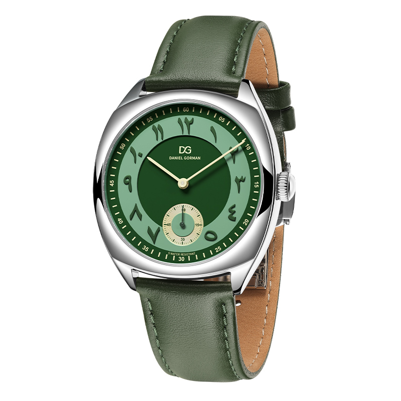 Daniel Gorman DG9520 Moda Relógios de Quartzo Luxo Verde Pulseira de Couro Genuíno 5 ATM À Prova D 'Água Relógio Masculino Casal Relógio de Pulso