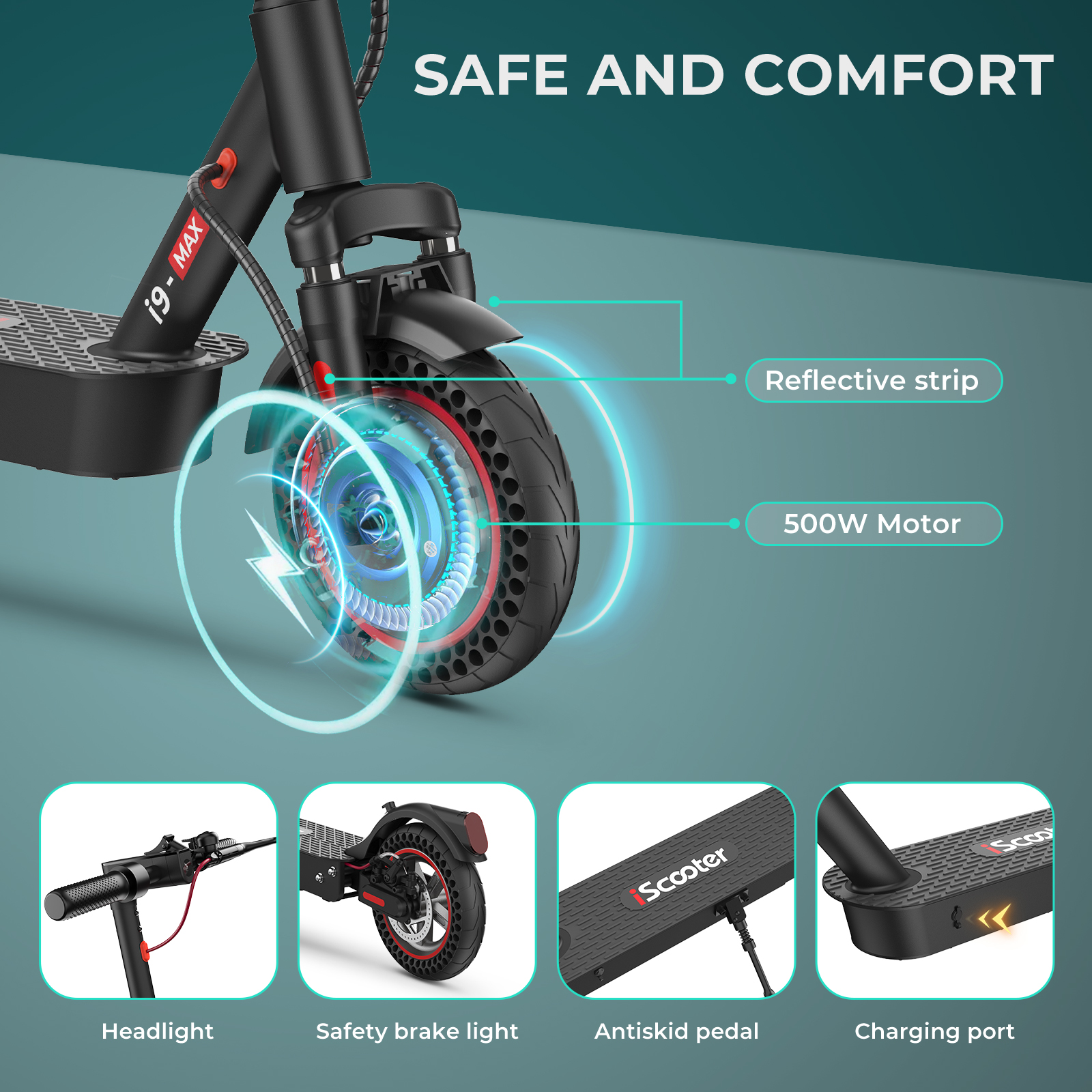 IScooter-Trottinette Électrique pour Adulte, Modèle i9/i9Pro/i9Max, 30/35 kendo, 350/500W