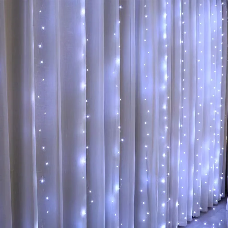 Width 3M LED Garland Curtain Lights 8 Mode  Remote Control Fairy Light String Wedding Christmas Decor for Home Ramadan Festival