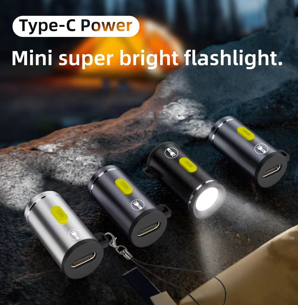 Mini linterna LED de alto brillo alimentada por conectores tipo C Antorchas LED pequeñas de luz LED perfectas para uso en viajes
