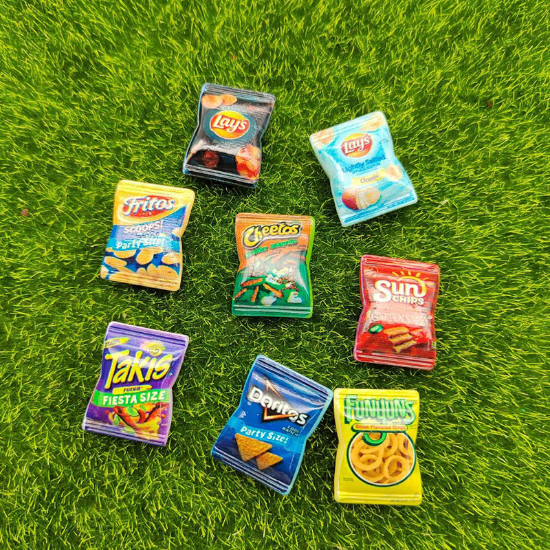 10 sztuk domek dla lalek imitacja chipsy ziemniaczane domek dla lalek Mini przekąska dekoracje żywności akcesoria do domu dla lalek udawaj zagraj w zabawki