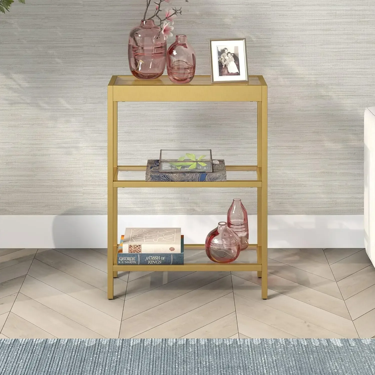 22" Wide Rectangular Console Table in Brass, Entryway Table, Accent Table for Living Room, Hallway