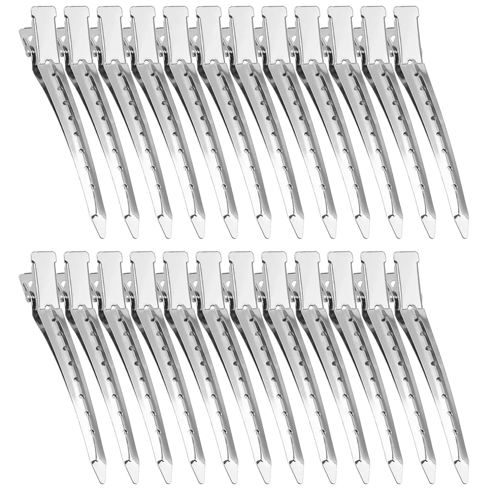 Pinzas para el cabello para estilismo, 24 Uds., pinzas de Metal para pico de pato para mujer, pinzas para el cabello de cocodrilo para rizo largo y grueso, pinzas para peluquería