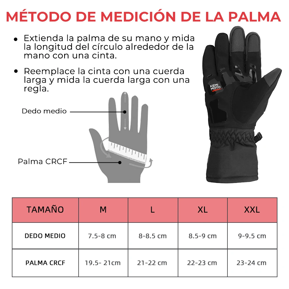 KEMiMOTO 2KP Certificación CE Guantes de moto Invierno Otoño Guantes de moto negros Pantalla táctil cálida Guantes impermeables a prueba de viento Protección de carcasa dura para Motocross ATV UTV