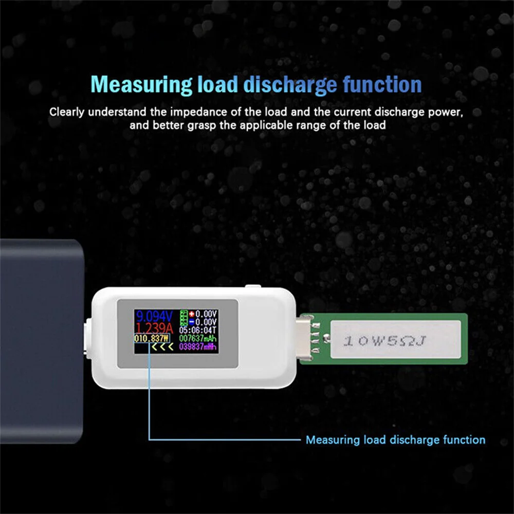 10 in 1 USB 테스트 미터 Type-C 다채로운 디스플레이 USB 테스터 AC 미터 전류 전압 모니터 전력계