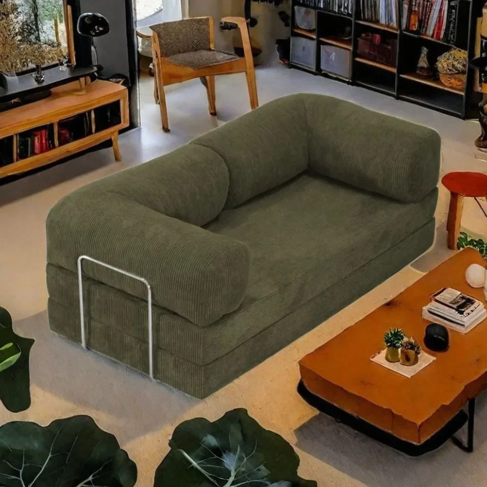 150cm Modern Style Air Compression Fabric Flannel Deformable Modular Couch for Living Room Sectional Composable Teddy Sofa Bed