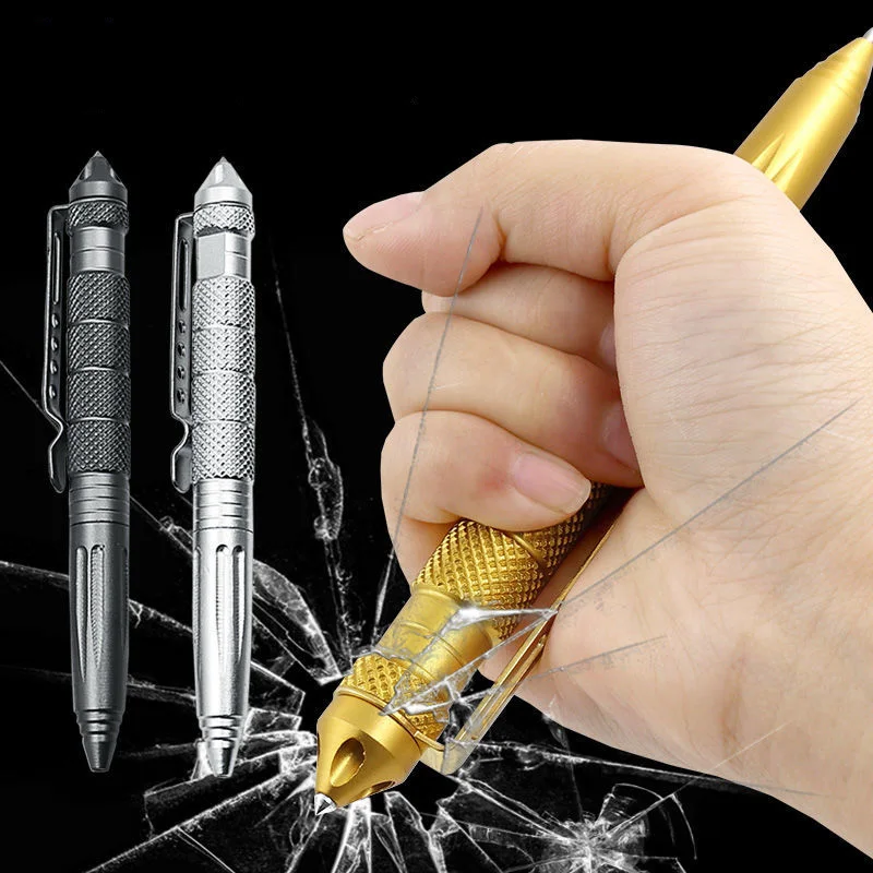 Multi Functional Alloy ทหารยุทธวิธีปากกาสํานักงานนักเรียนปากกาลูกลื่น Wilderness Survival EDC เครื่องมือ Glass Breaker