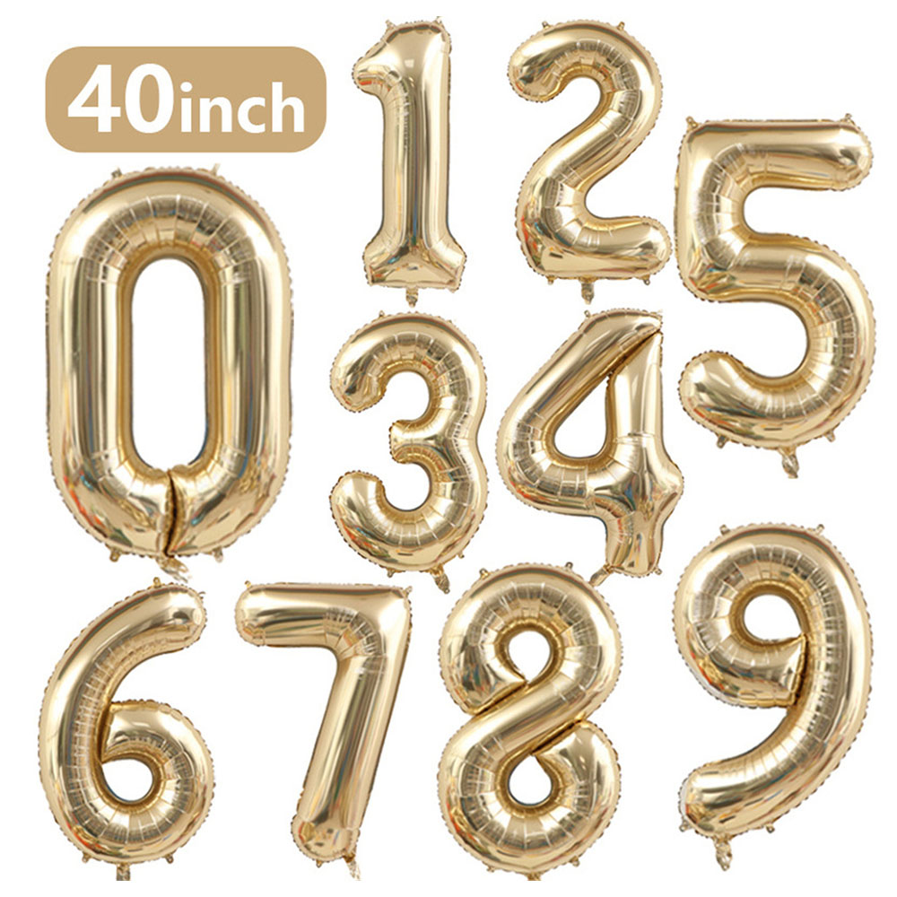 1pc 40inch Platinum Colour Number Balloons Figure Helium Balloon Digit Globos Birthday Party Decorations Baby Shower