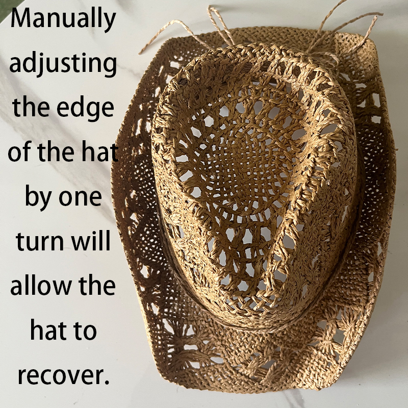 Sombrero de vaquero occidental de paja para mujeres y hombres, clásico, Vintage, calado, Unisex, ala ancha rizada, sombrero para el sol, sombrero de pesca, gorra de escalada