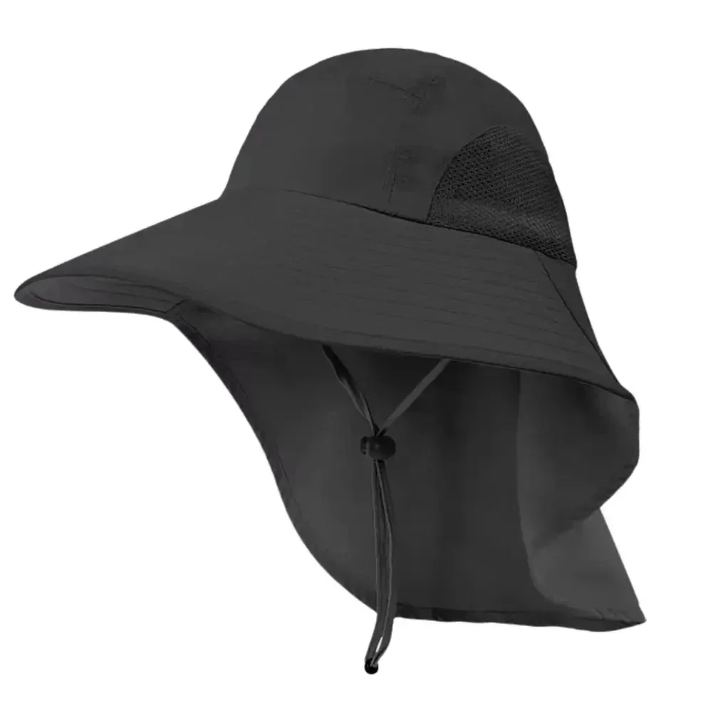 Chapéu de sol de aba larga com aba no pescoço para homens e mulheres ajustável ao ar livre 50 + proteção UPF boné safari caminhadas chapéu de pesca
