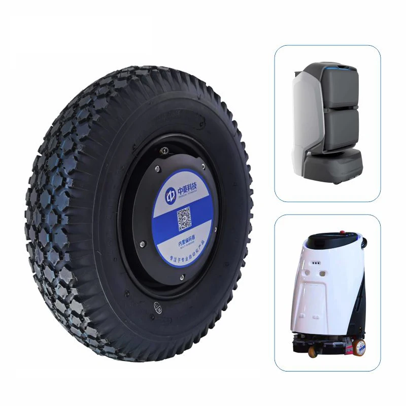 ZLTECH ROHS2.0 CE 16inch 24V-48V 800W 200kg Load BLDC Electric Wheel Hub Servo Motor With Off Road Tire For Agricultural Robot