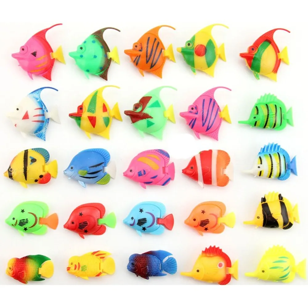 10ชิ้นปลาเขตร้อนเทียมทะเลพลาสติกปลอมขนาดเล็กปลาเขตร้อนจำลองสีสันสดใสปลาลอยของตกแต่งตู้ปลา