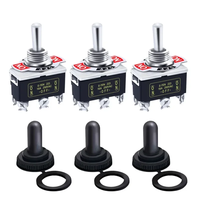 5 pçs resistente carro barco rocker interruptor de alternância 15a 250v 2pin spst ligar/desligar interruptores rocker com bota à prova dwaterproof água spst rocker interruptor