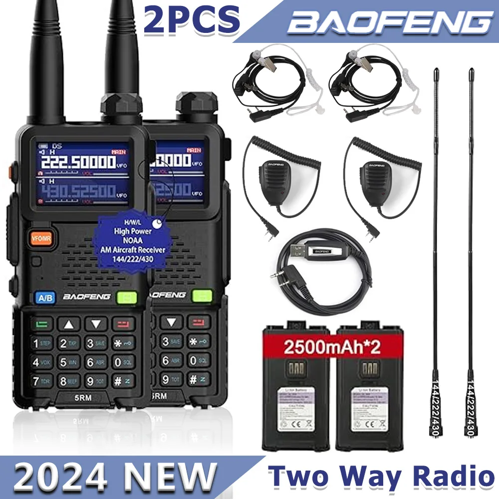 BAOFENG 5RM 2er-Pack Amateurfunk Handheld Hochleistungs-Zwei-Wege-Walkie-Talkies NOAA Wetterkopie Frequenz Outdoor Wandern Camping