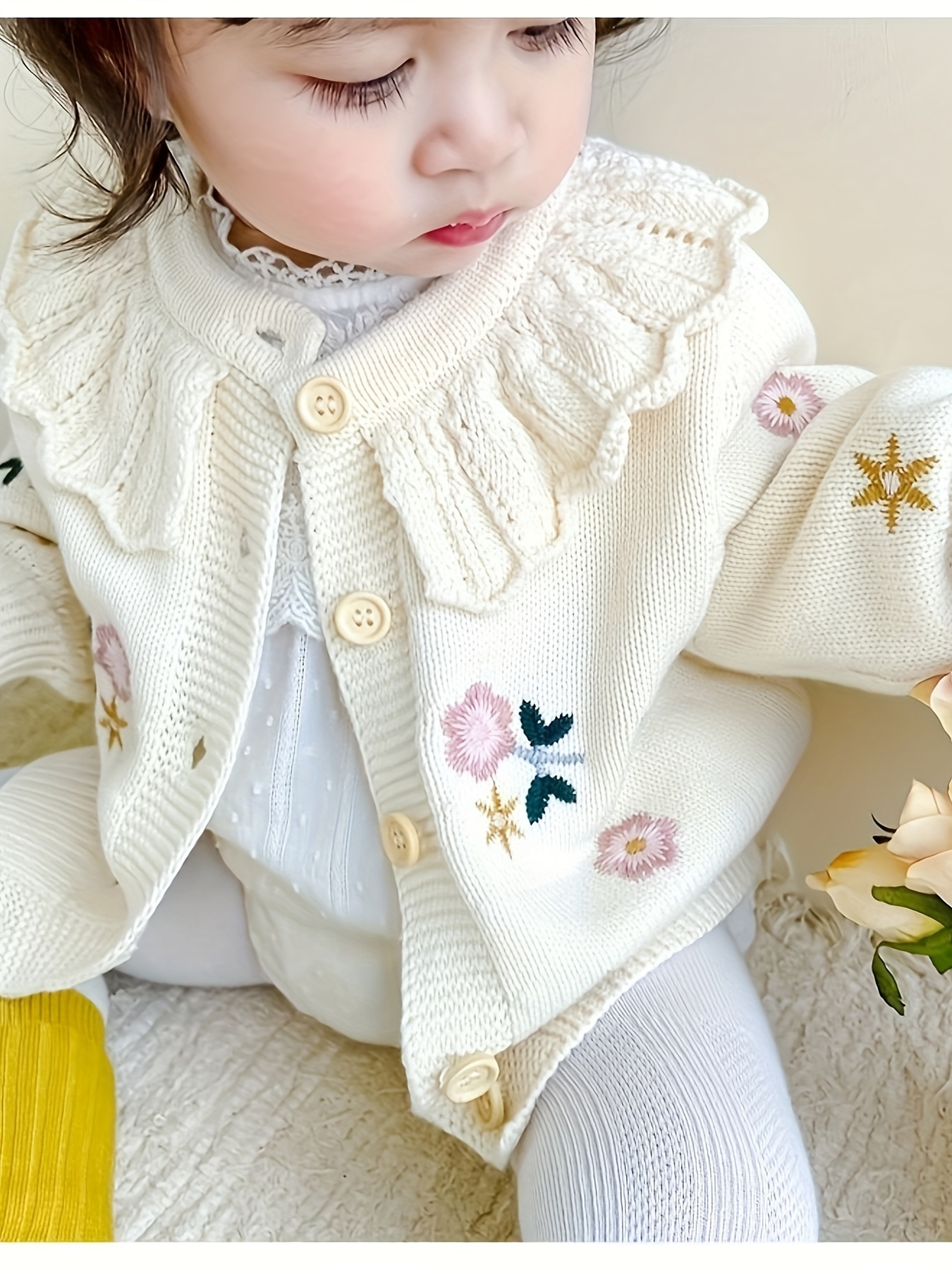 Cárdigan de punto para bebé de otoño e invierno, Tops para niña pequeña, suéter cálido de estilo bebé de invierno