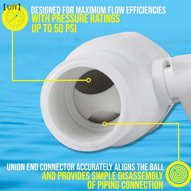 [UF74] 2-Way Ball Valve Float Valve 1.5 - 1.25in Pool Filter Stop Connector Maximum 50 PSI Pressure Rating For Swimming Pools