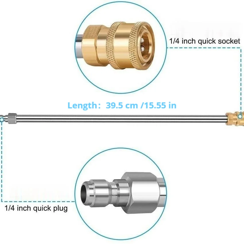 ไม้กายสิทธิ์ขยายเครื่องฉีดน้ําแรงดันสูงสแตนเลสคุณภาพสูงพร้อม Quick Connect (1/4 นิ้ว) – อัพเกรดสําหรับงานหนัก