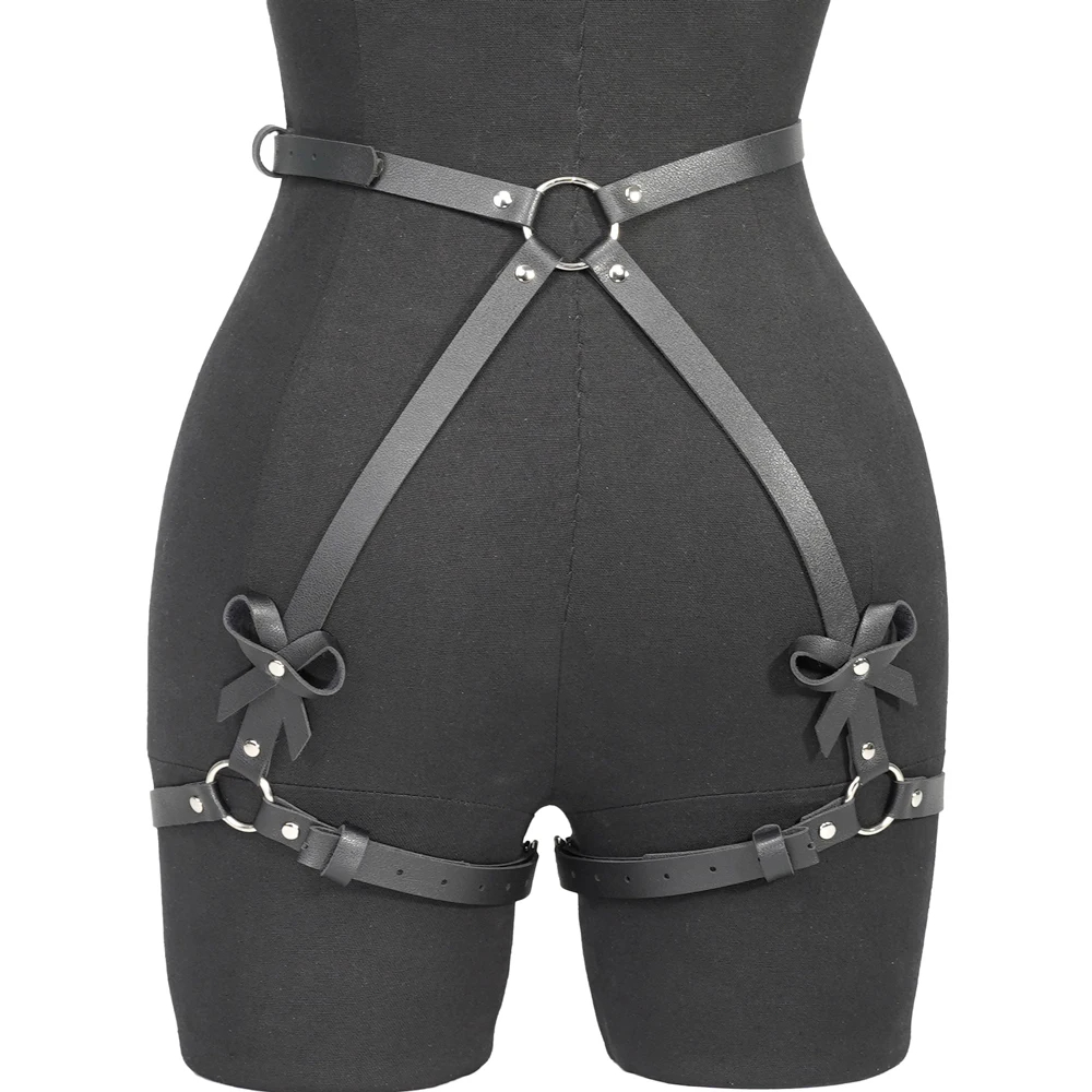 Harnas voor vrouwen Pu lederen beenharnas Bretels Verstelbare dij jarretellegordel Lederen lingerie Gothic Punk Fetish kleding