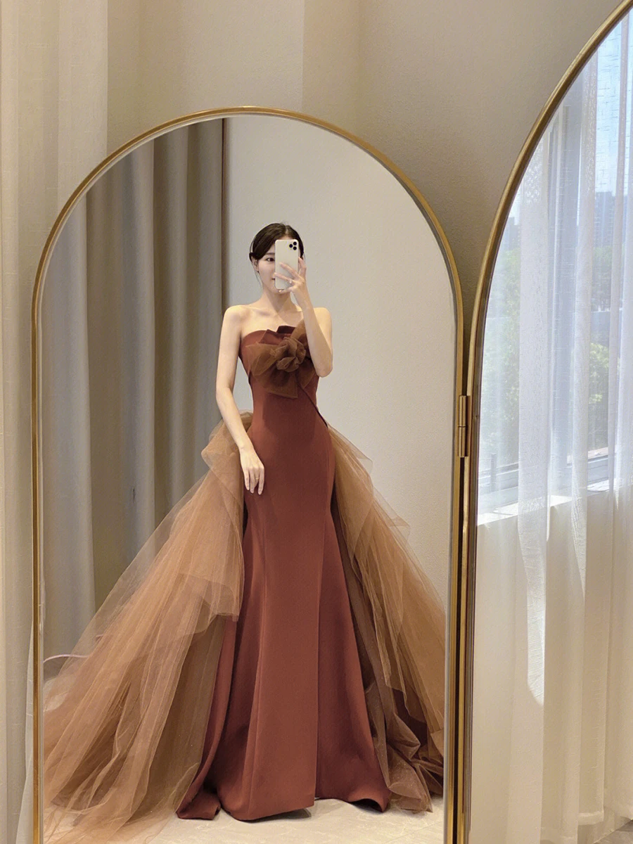 Vestido largo Formal de sirena sin tirantes para mujer, traje elegante y Sexy de malla para fiesta de cóctel y graduación, 2023