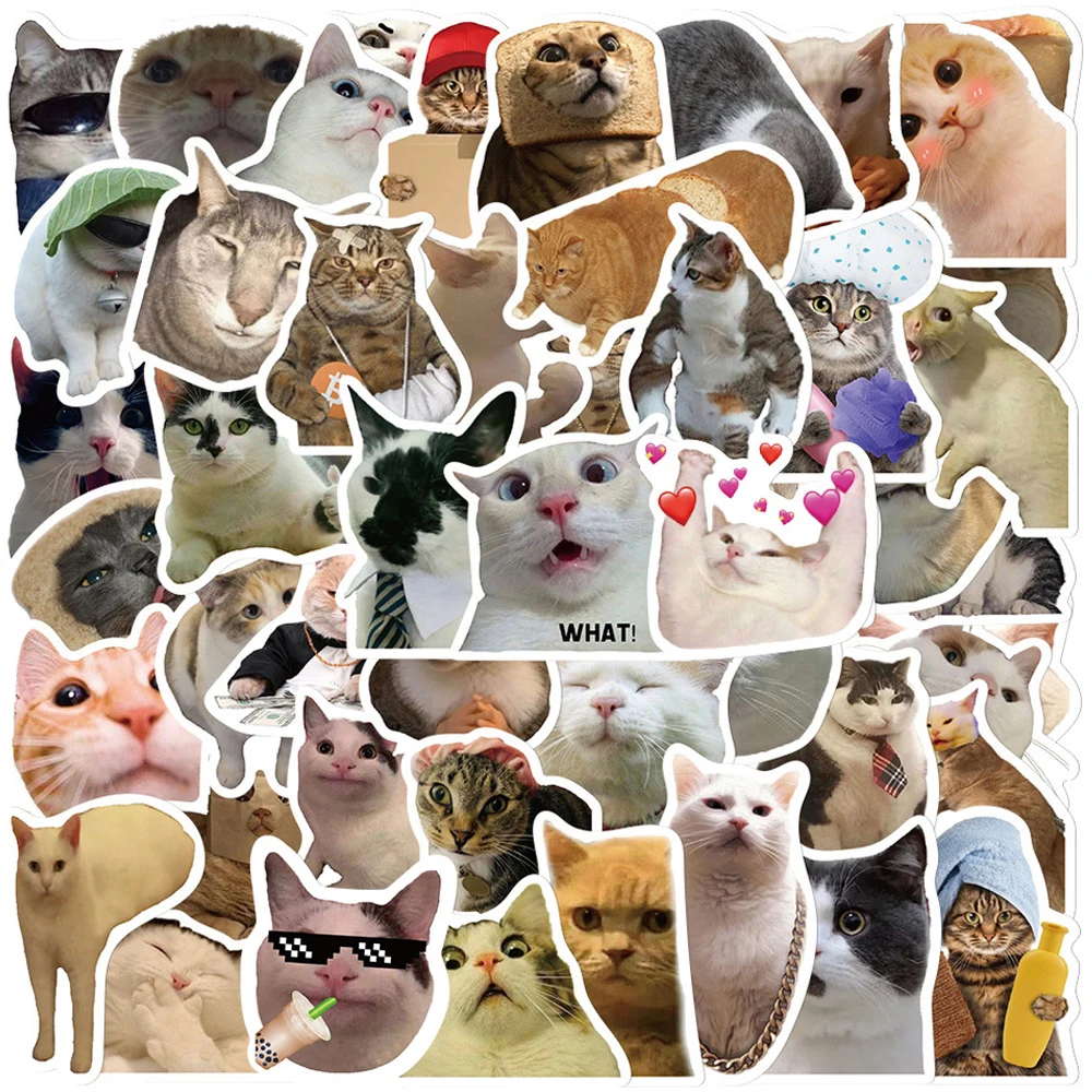 10/30/50PCS Kawaii 고양이 기분 PVC 낙서 스티커 끈적 미적 장식 스크랩북 DIY 어린이 전화 편지지 공급 아이를위한