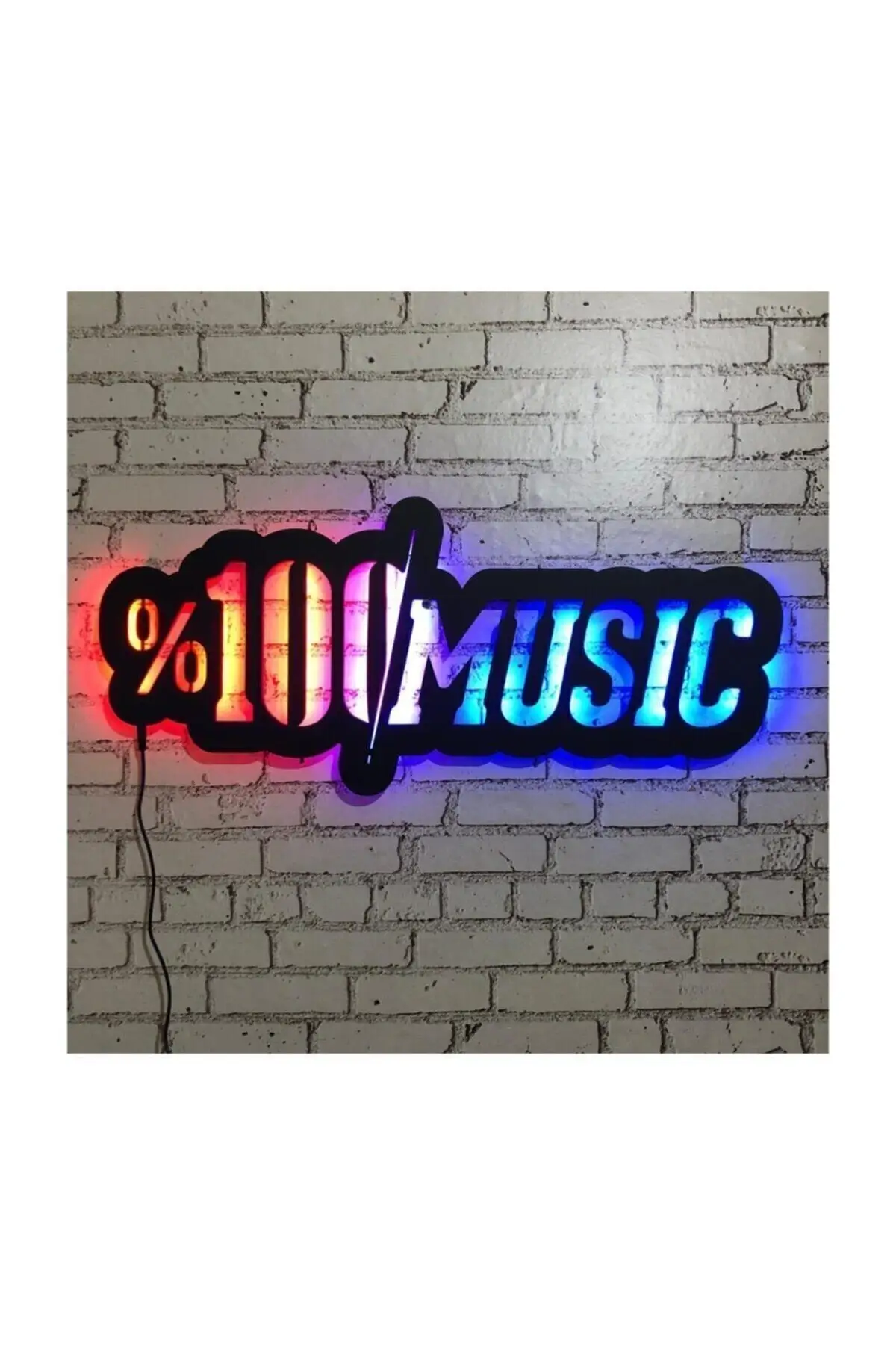 100% Musik V.2 Dekorasi Dinding Kayu dengan Lampu Led