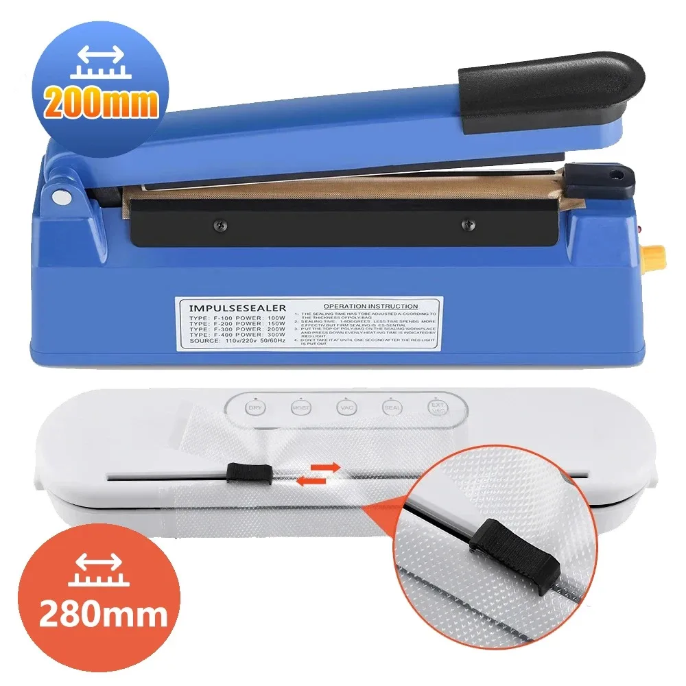 280/200mm Manuelle Wärme Dichtung Maschine Haushalt Impuls Vakuum Abdichtung Lebensmittel Fleisch Sealer Plastiktüten Für Home Küche lagerung