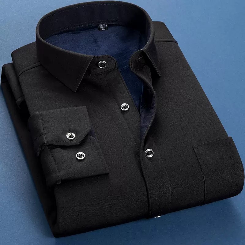 Otoño Invierno hombres camisa cálida de lana moda sólida manga larga camisa de negocios a cuadros camisas gruesas y cálidas NS5517