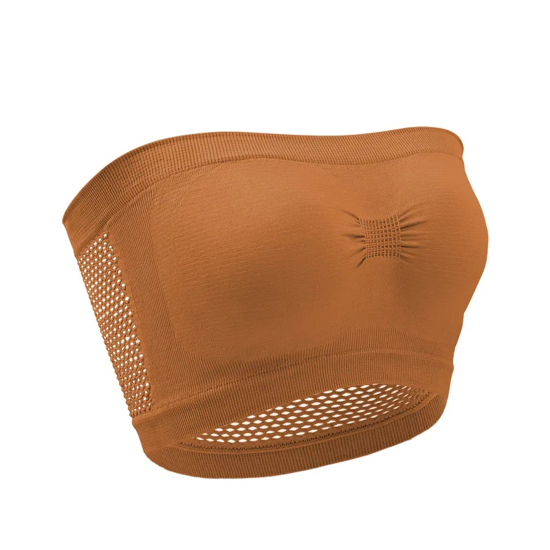 Top corto sin tirantes para mujer, sujetador Bandeau de tubo para el busto, sujetador de verano de malla transpirable, envolturas invisibles para el pecho, Tops de moda alta