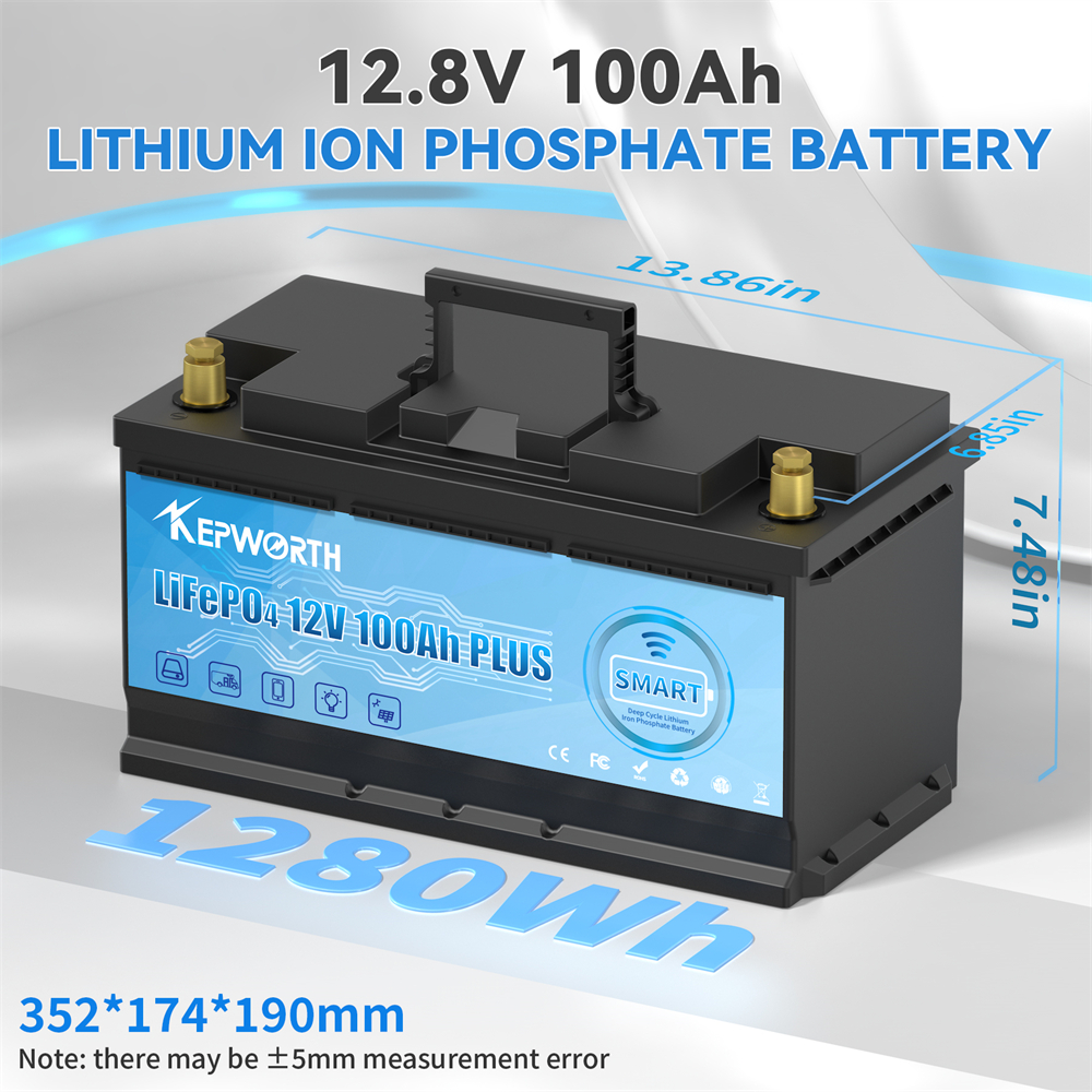 KEPWORTH 12V 100Ah LiFePO4 akumulatory klasy A akumulatory do przechowywania na zewnątrz/domu akumulatory litowo-żelazowo-fosforanowe