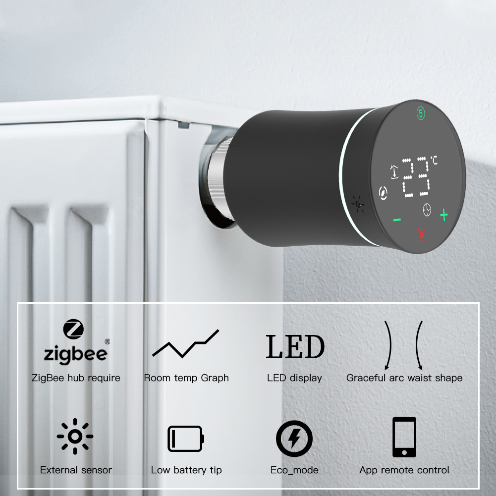 タイマー付き電子ラジエーター,温度コントローラー付きzigbee3.0スマートラジエーターバルブ,音声制御