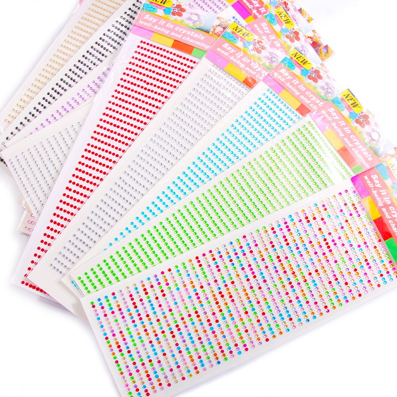 ใหม่ 3 มม.Rhinestones สําหรับแต่งหน้าคริสตัล Bright Face เครื่องประดับอัญมณีสติกเกอร์เด็กสติกเกอร์กาว Glitters สําหรับ Face