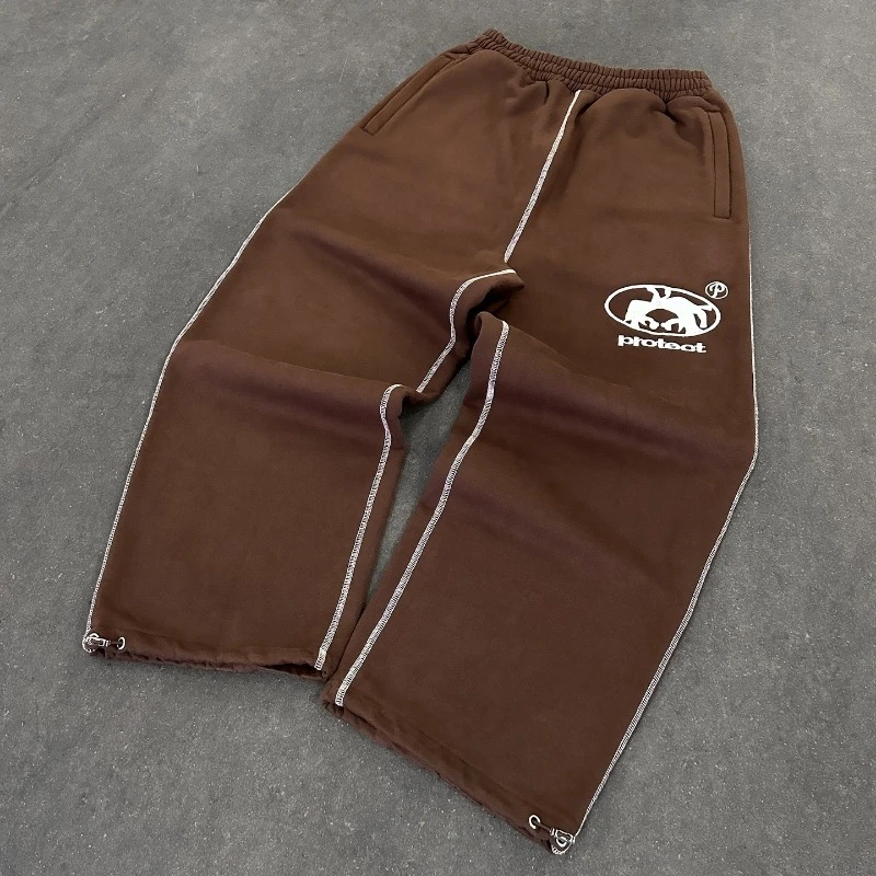 Y2k homem calças de carga corredores vintage casual bordado algodão moletom das mulheres dos homens nova moda calças largas perna merican streetwear