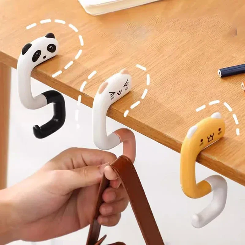 Portable Cartoon Bag Hooks Kawaii Strong Load-bearing Handbag Hanger Office Home Folding Desk Side Hooks Desk Organizers