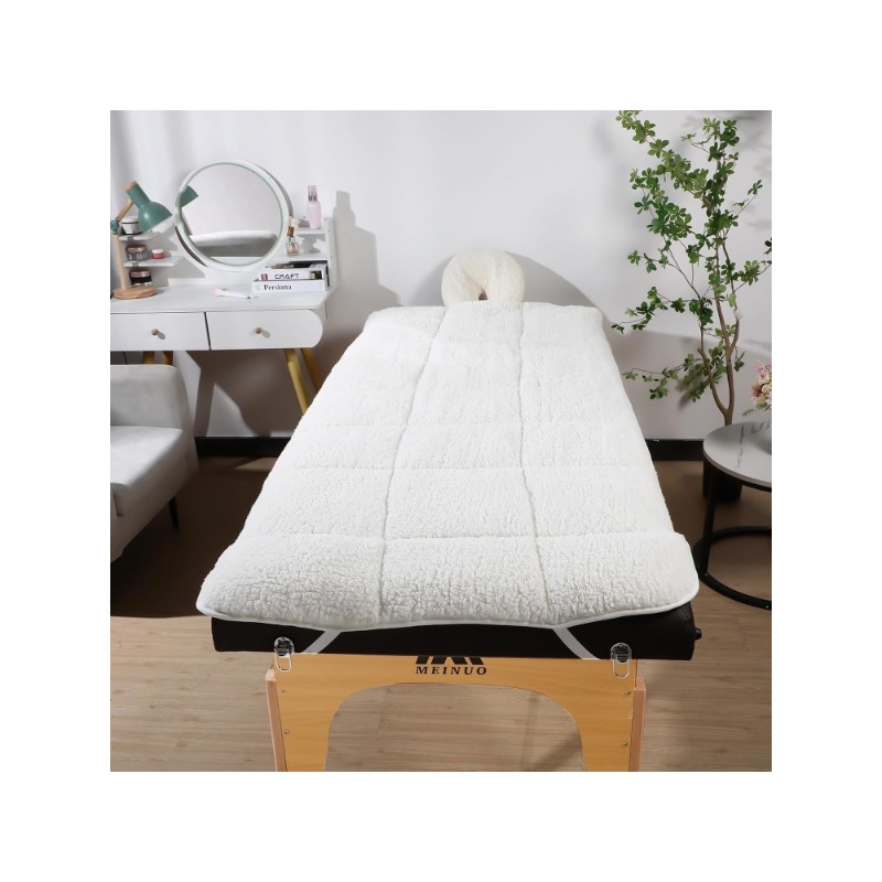 2 Sets Quilted Fleece Massage Table Pad Set, Natural, Soft, 76 x 34 Inch Spa Massage Table Pad, Includes Pad and Face。