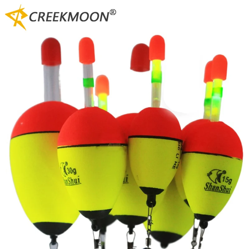 Flotadores nocturnos de pesca luminosos EVA, palo ligero de espuma de plástico Bobber para pesca en roca de mar, accesorios flotadores llamativos, 10-100g, 5 uds.
