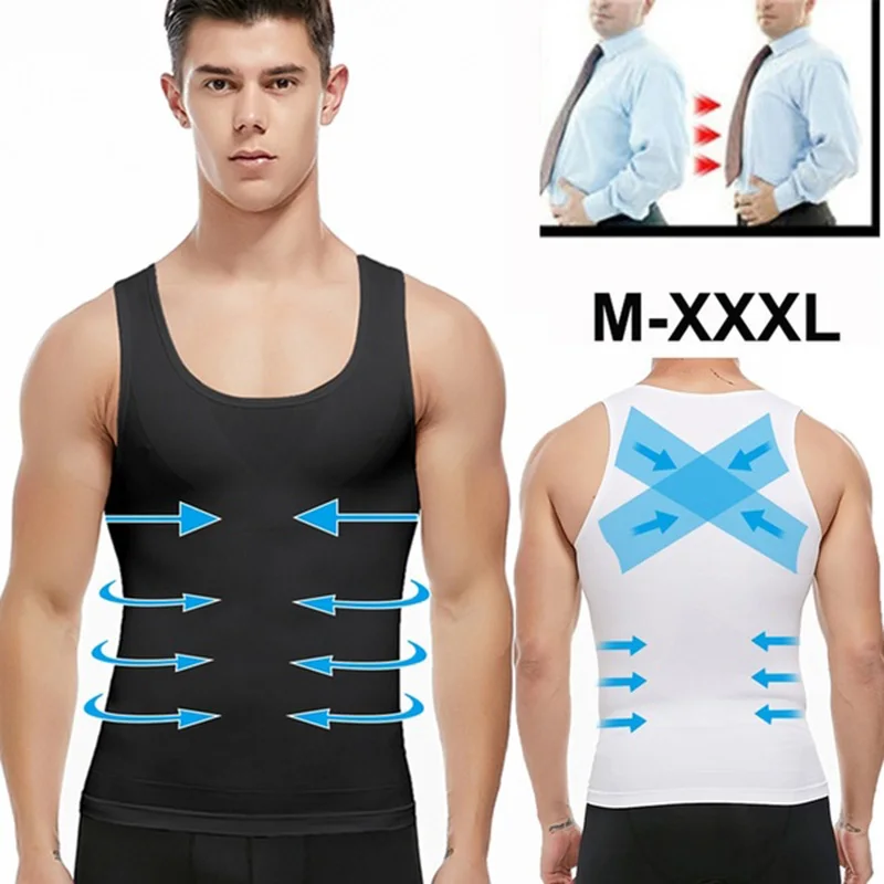 Nam Giảm Béo Body Shaper Định Abs Bụng Nén Áo Sơ Mi Nam Giấu Gynecomastia Moobs Cho Tập Ngọn Undershirts