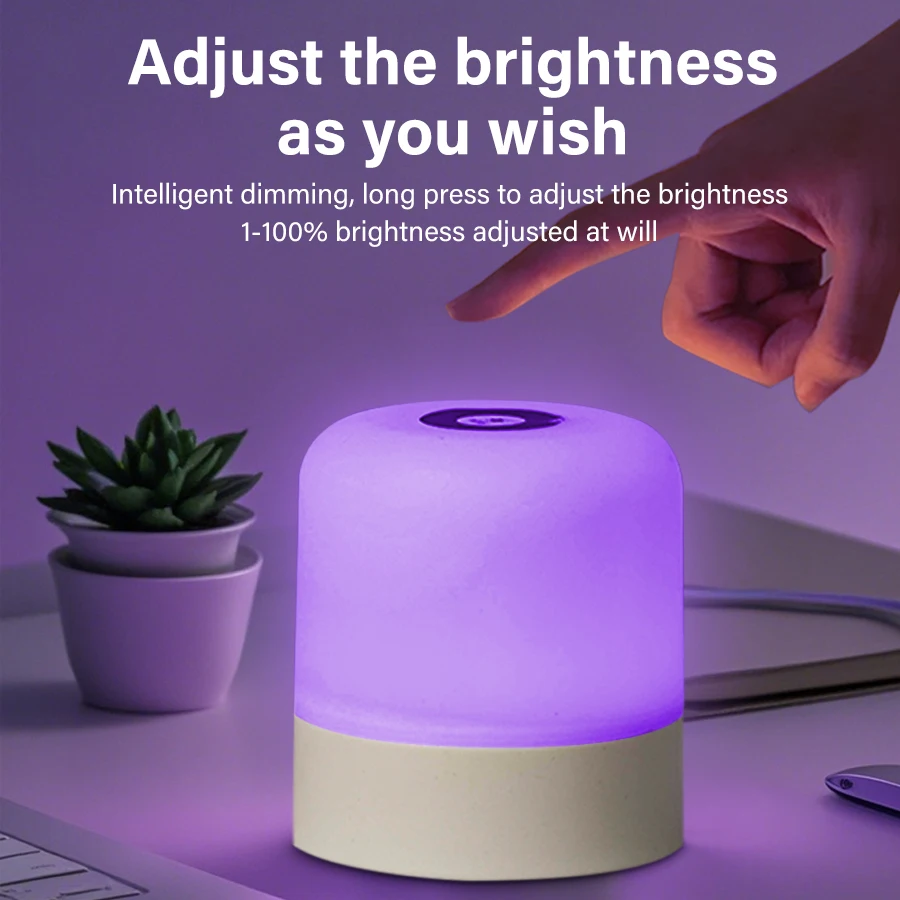 Touch LED Night Light USB โคมไฟตั้งโต๊ะแบบชาร์จไฟได้หรี่แสงได้ไฟข้างเตียงสําหรับตกแต่งห้องนอนหน้าแรกคริสต์มาสของขวัญเด็กโคมไฟกลางคืน
