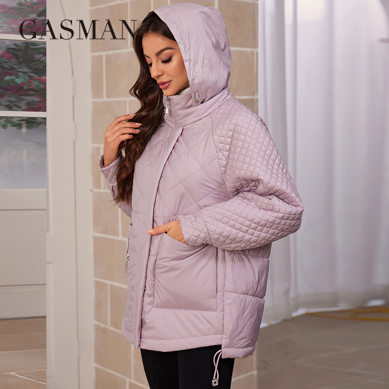 GASMAN-Chaqueta de plumón para mujer, abrigos de longitud media, parkas finas de algodón, 2024