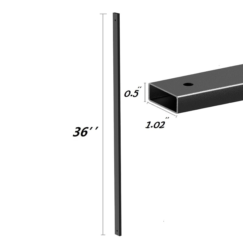 100 Pack Deck Balusters 36" Rectangle Staircase Baluster, Black Metal Deck Spindle and Stairs Railing